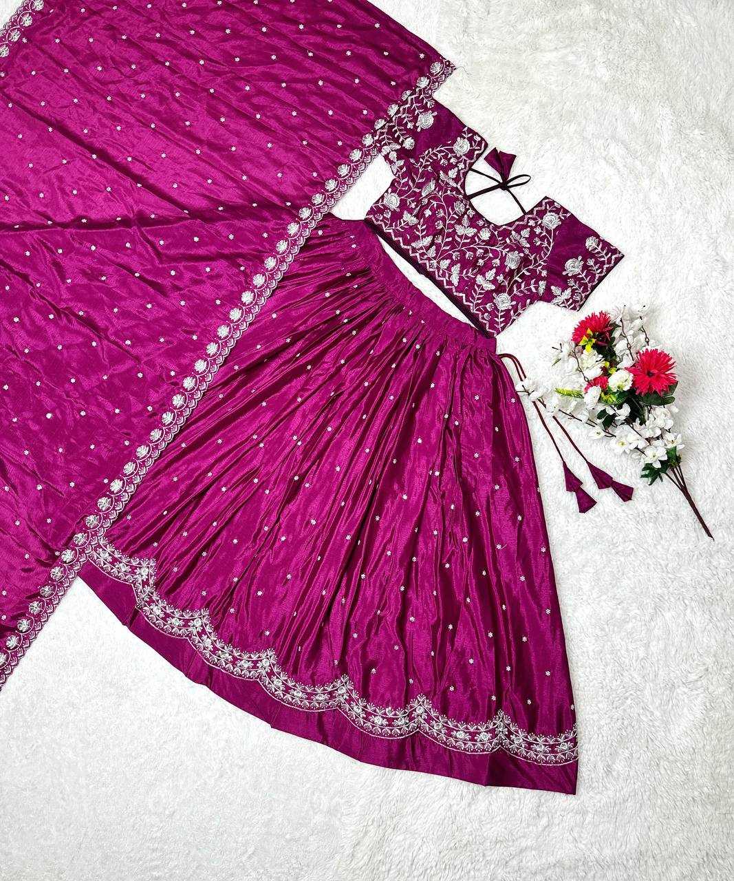 YNF CHINON SILK KESH367 142 LEHENGA WHOLESALE EMBROIDERED THREAD WORK SILK LEHENGA MANUFACTURER