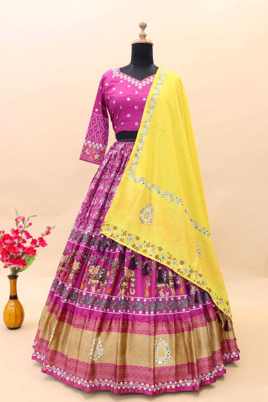 YNF CHINON SILK KESH396 1341 LEHENGA WHOLESALE MIRROR WORK HANDLOOM SILK LEHENGA MANUFACTURER