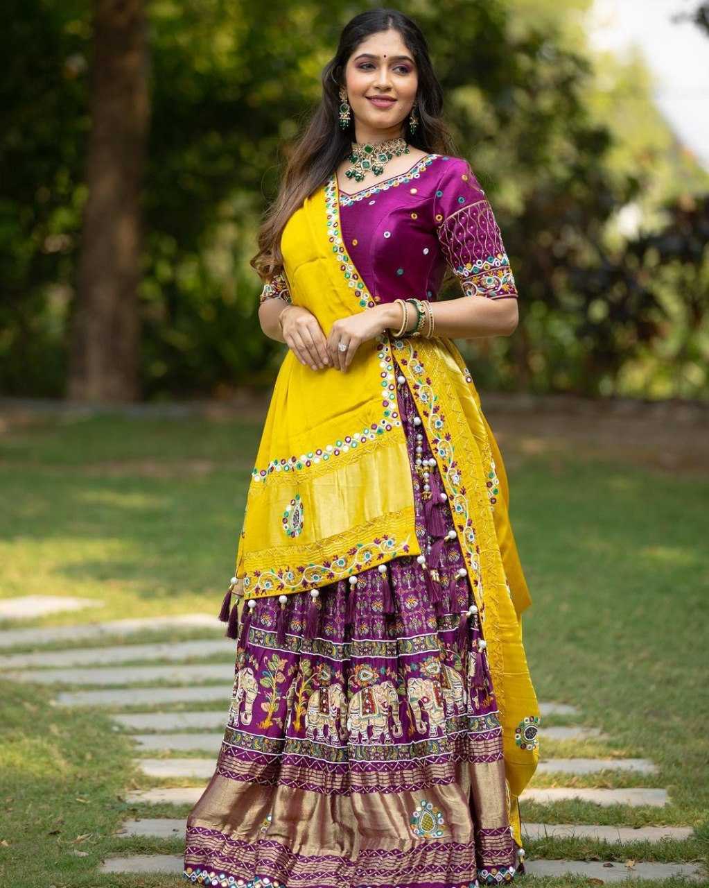 YNF CHINON SILK KESH396 1341 LEHENGA WHOLESALE MIRROR WORK HANDLOOM SILK LEHENGA MANUFACTURER