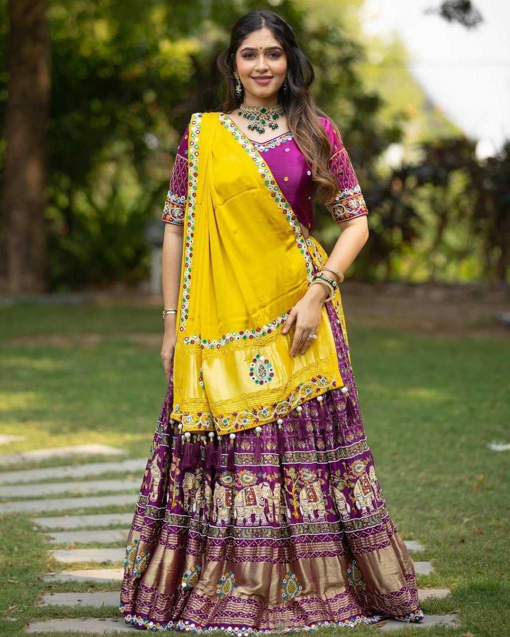 YNF CHINON SILK KESH396 1341 LEHENGA WHOLESALE MIRROR WORK HANDLOOM SILK LEHENGA MANUFACTURER