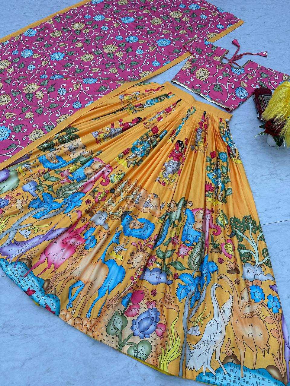 YNF COTTON KESH119 477 LEHENGAS WHOLESALE KALAMKARI PRINTED LEHENGAS MANUFACTURER