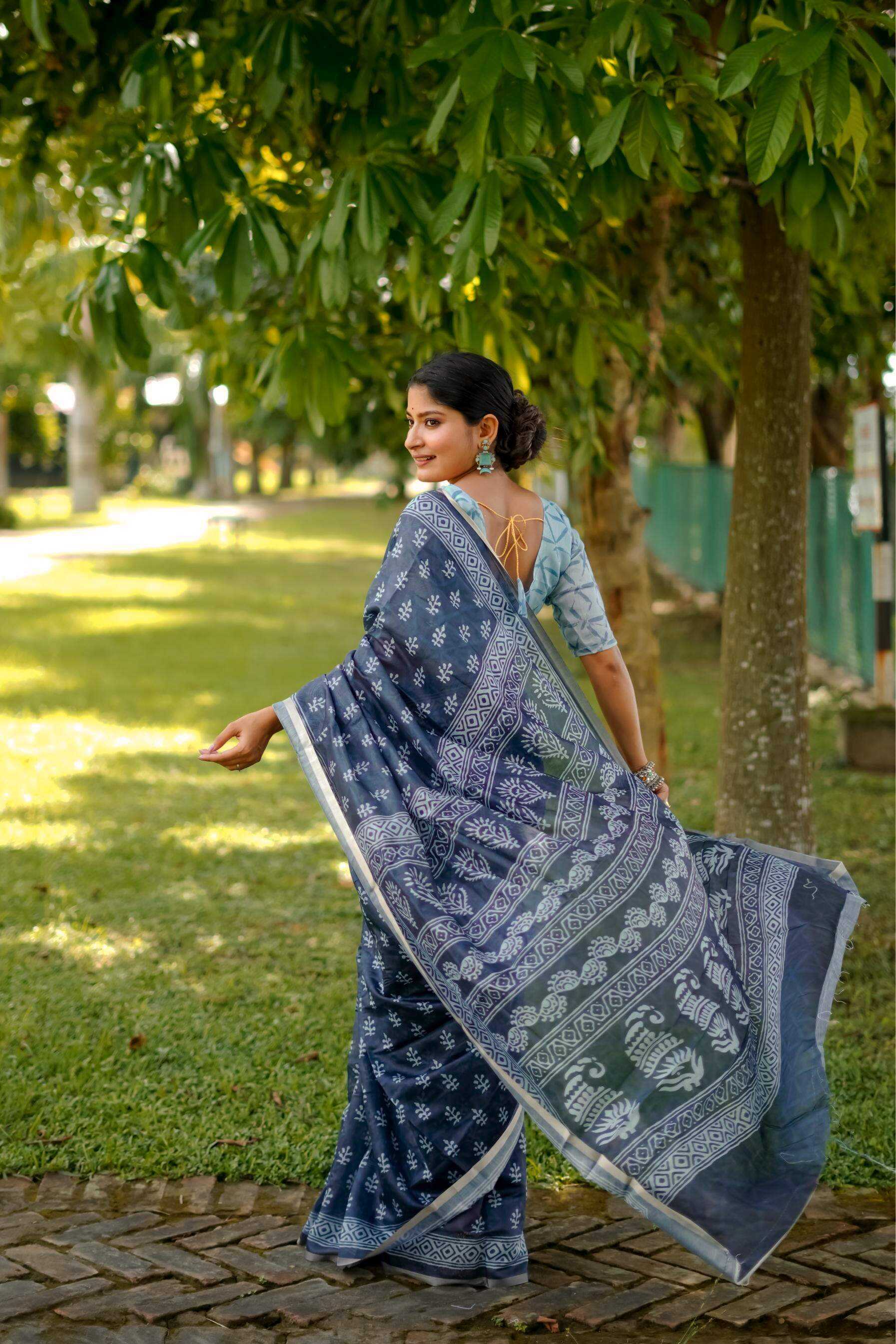 Ynf Cotton KESH166 UW BLOCK PRINT Sarees Wholesale Printed Sarees Zari Border Sarees Cotton Sarees Manufacturer