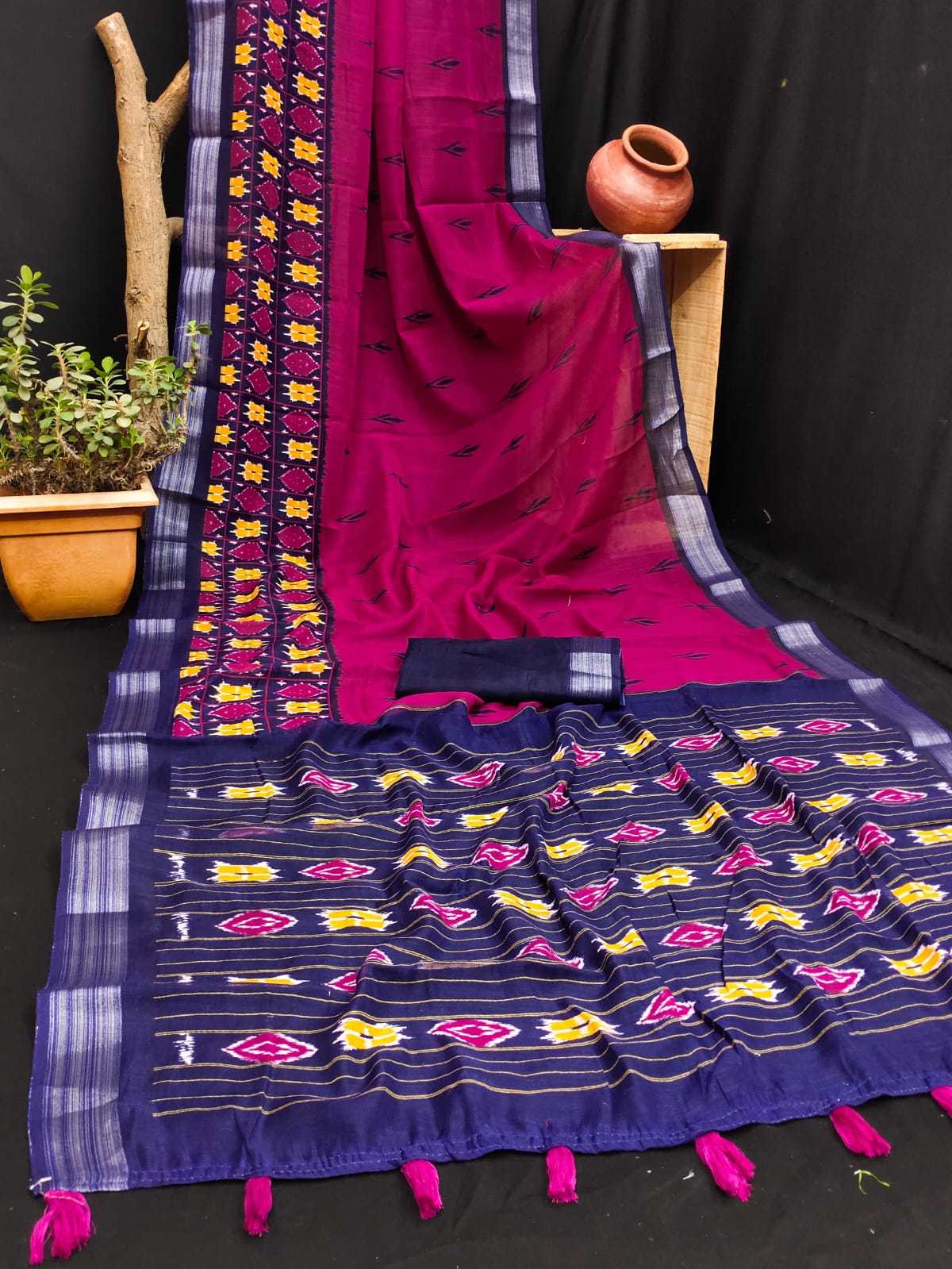 Ynf Cotton KESH203 MTW62 Sarees Wholesale Printed Sarees Ikkat Saree Zari Border Sarees Manufacturer