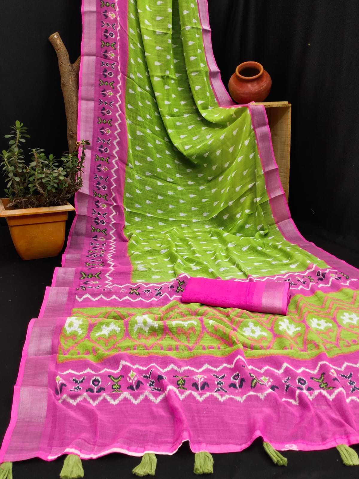 Ynf Cotton KESH203 MTW62 Sarees Wholesale Printed Sarees Ikkat Saree Zari Border Sarees Manufacturer