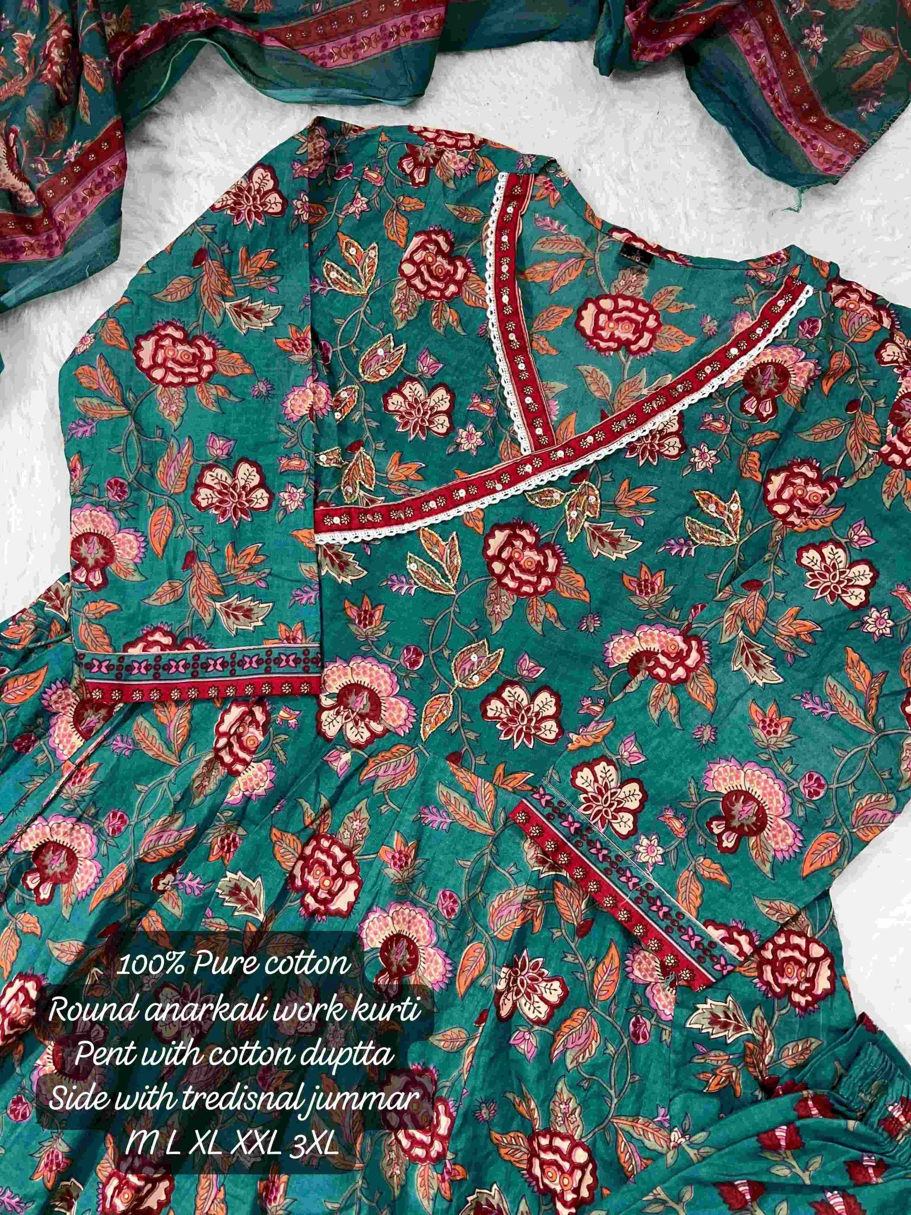 Ynf Cotton KESH256 RNF53 Kurti Wholesale Cotton Kurtis Anarkali Kurtis Embroidered Kurtis Manufacturer