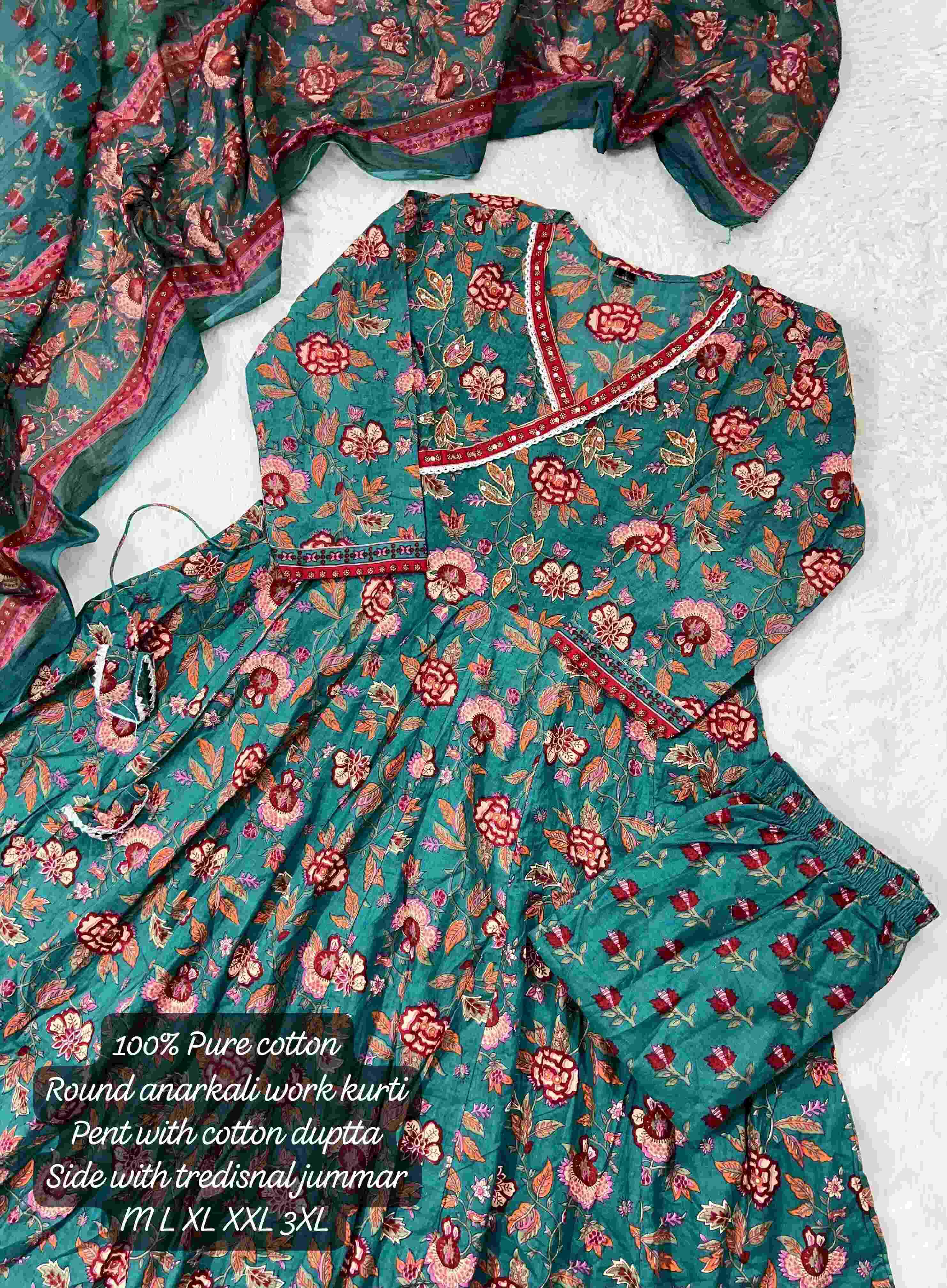 Ynf Cotton KESH256 RNF53 Kurti Wholesale Cotton Kurtis Anarkali Kurtis Embroidered Kurtis Manufacturer