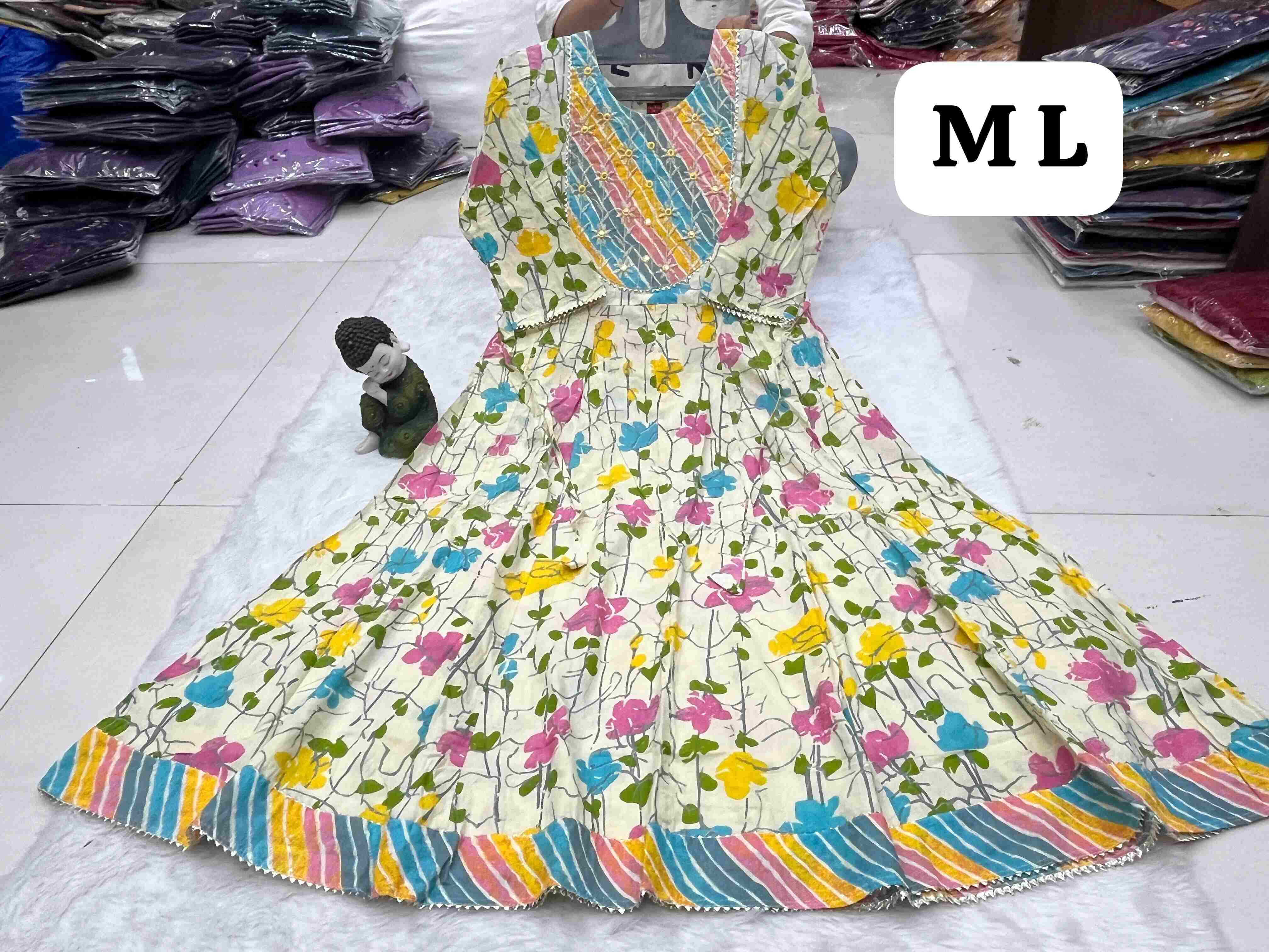 Ynf Cotton KESH258 VDA40 Gowns Wholesale Printed Gowns Fancy Gowns Long Gowns Manufacturer