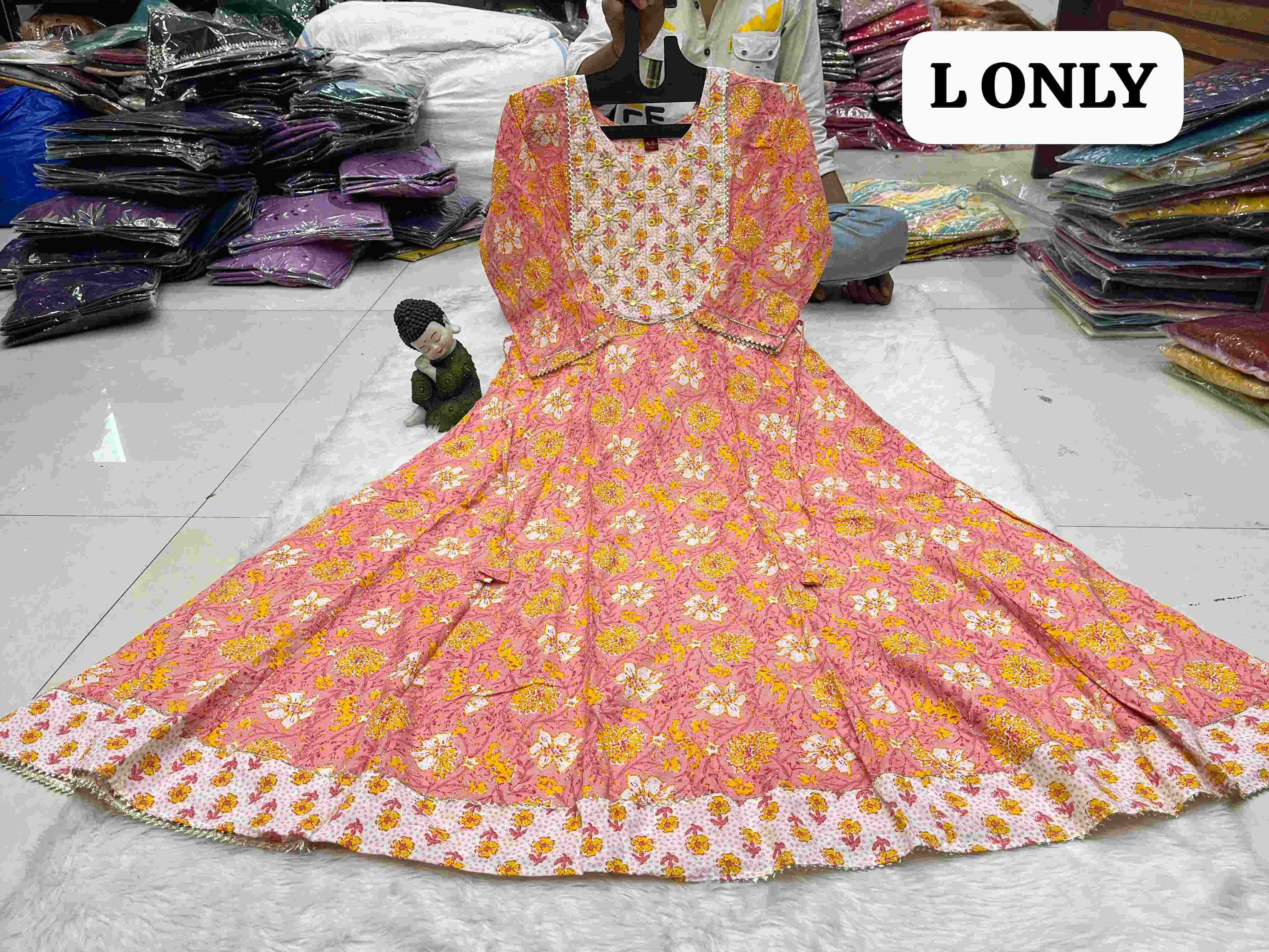 Ynf Cotton KESH258 VDA40 Gowns Wholesale Printed Gowns Fancy Gowns Long Gowns Manufacturer