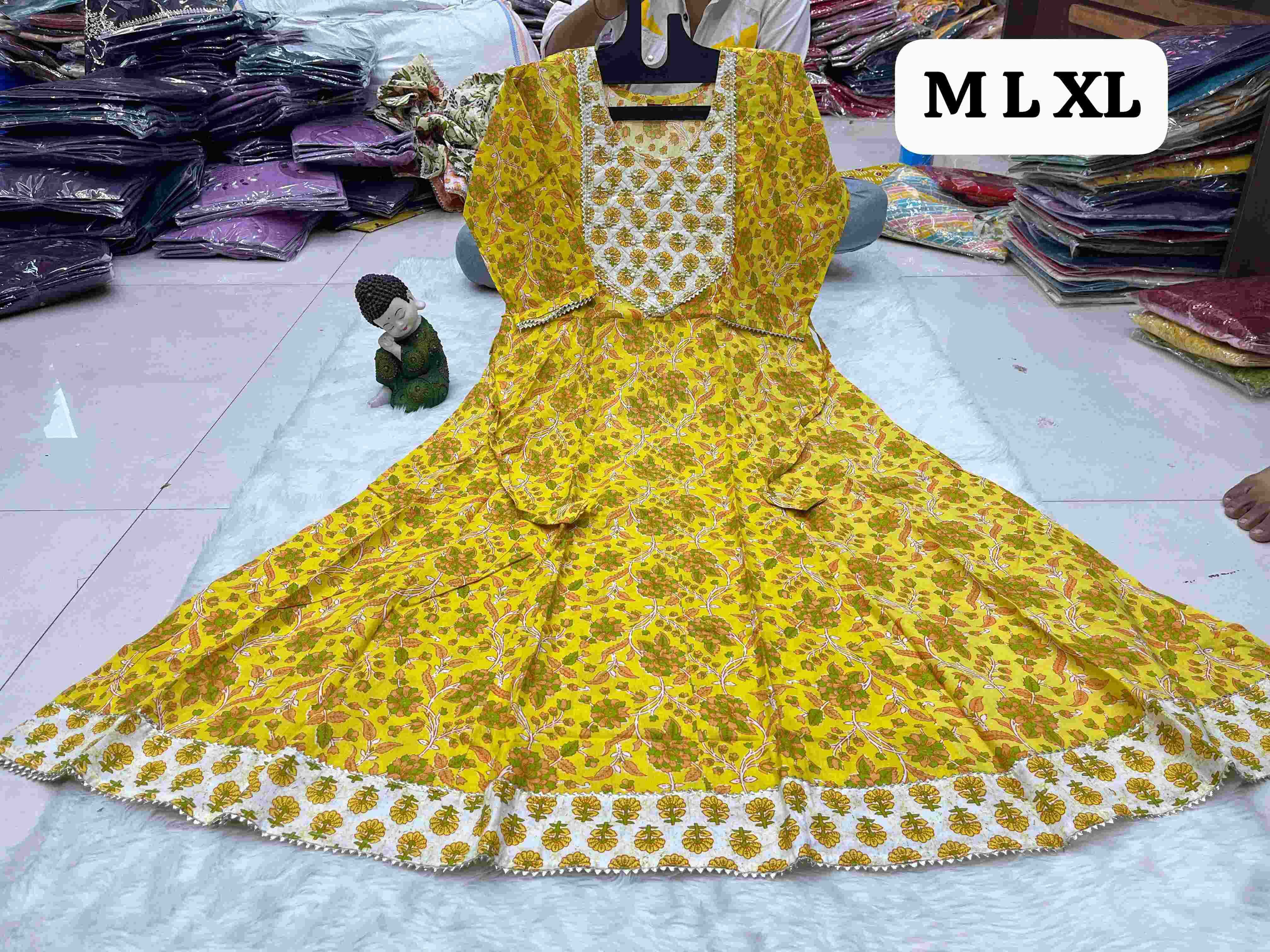 Ynf Cotton KESH258 VDA40 Gowns Wholesale Printed Gowns Fancy Gowns Long Gowns Manufacturer