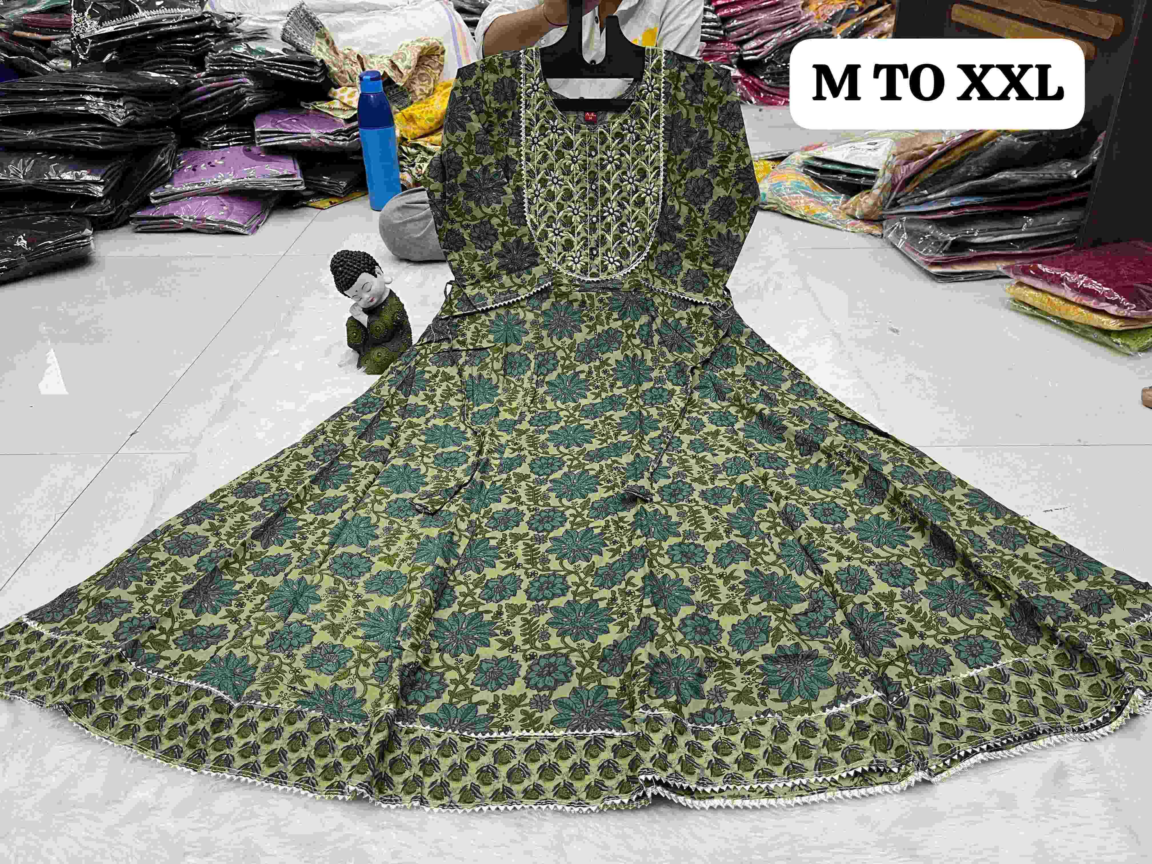 Ynf Cotton KESH258 VDA40 Gowns Wholesale Printed Gowns Fancy Gowns Long Gowns Manufacturer