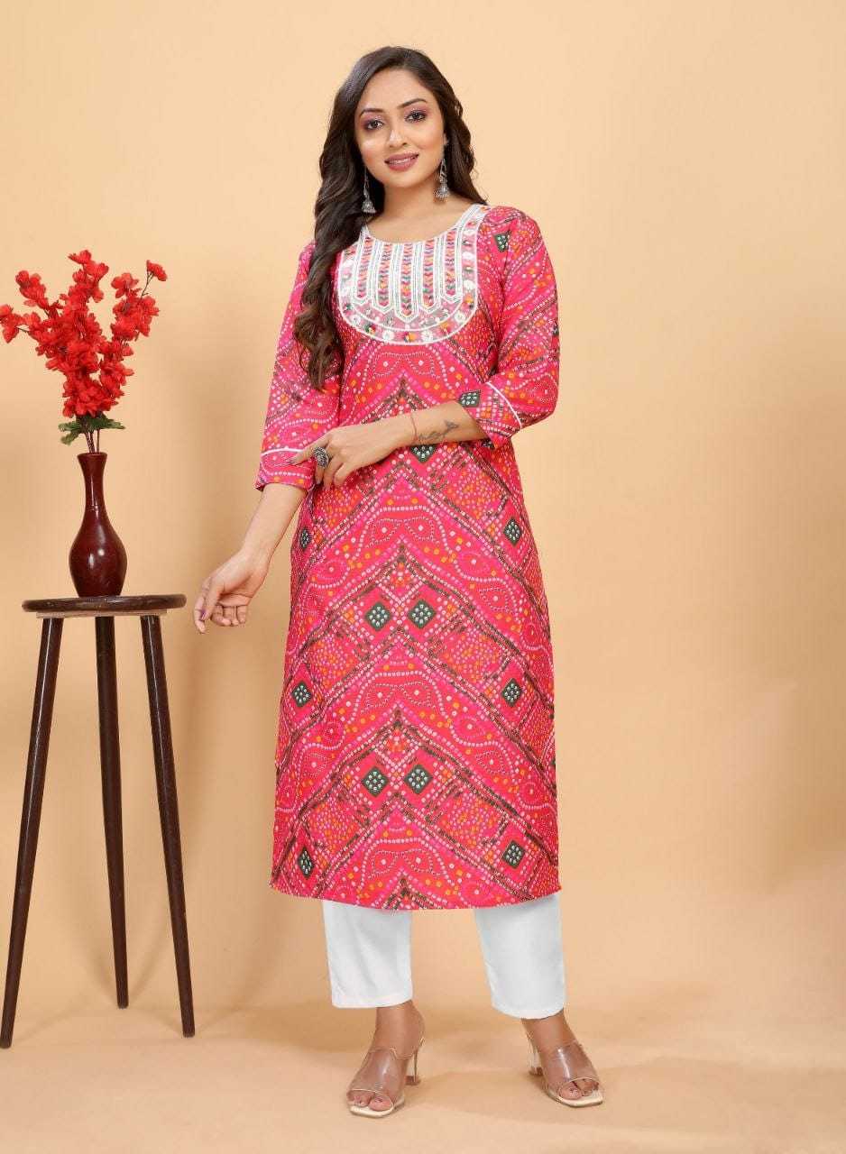 YNF COTTON KESH268 726 KURTI WHOLESALE COTTON PRINTED PINK KURTI MANUFACTURER