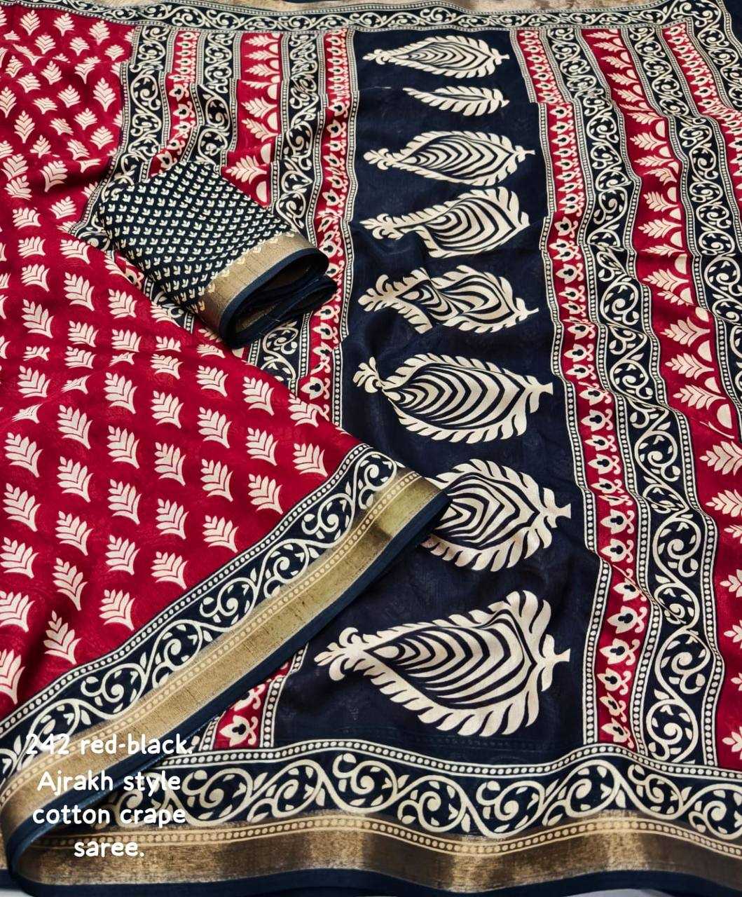 Ynf Cotton RIN145 MRD09 Sarees Wholesale Designer Sarees Fancy Sarees Ajrakh Sarees Manufacturer