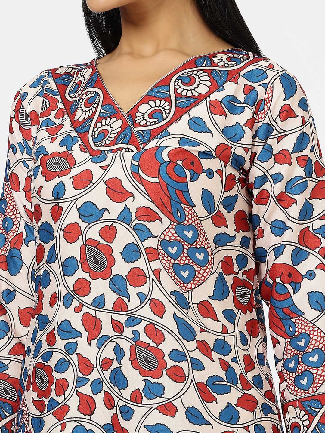 Ynf Cotton RIN153 8008 Kurti Wholesale Printed Kurtis V-Neck Kurtis Kurti With Pants Manufacturer