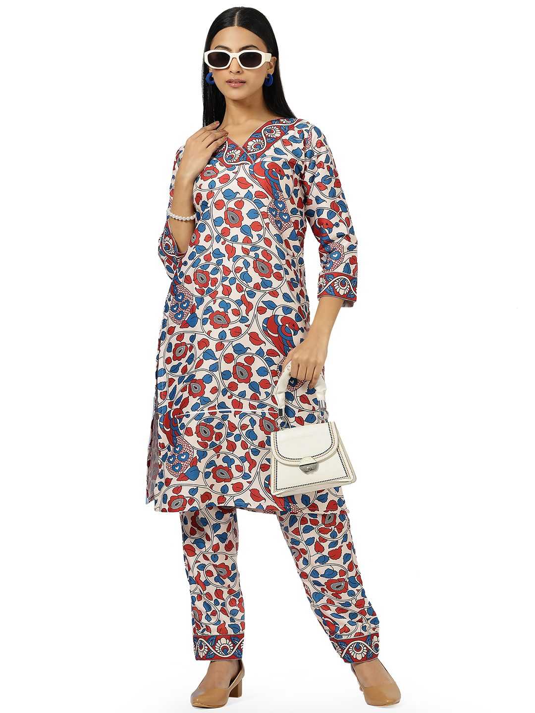 Ynf Cotton RIN153 8008 Kurti Wholesale Printed Kurtis V-Neck Kurtis Kurti With Pants Manufacturer