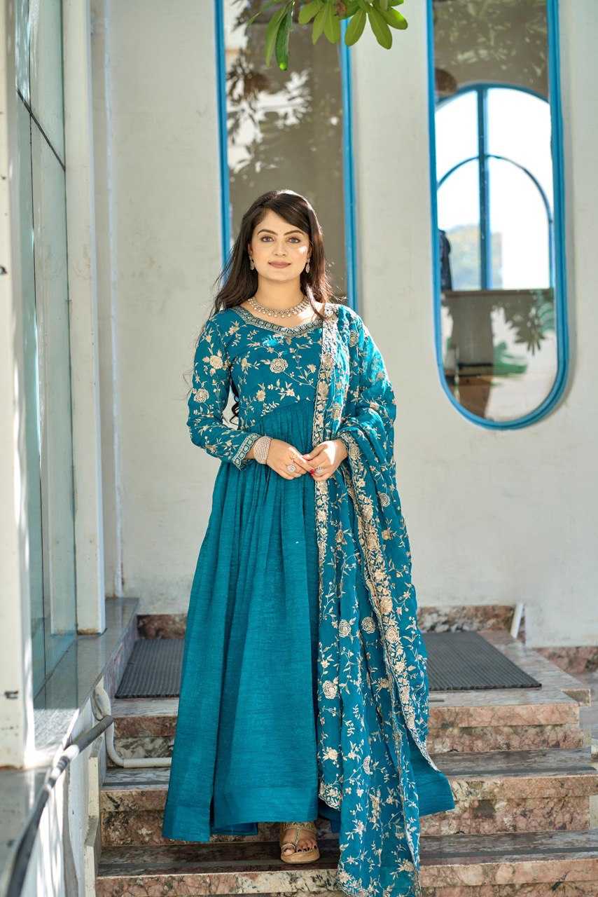 YNF CRUNCHI RIN119 9009 GOWNS WHOLESALE EMBROIDERED FANCY ANARKALI GOWNS MANUFACTURER