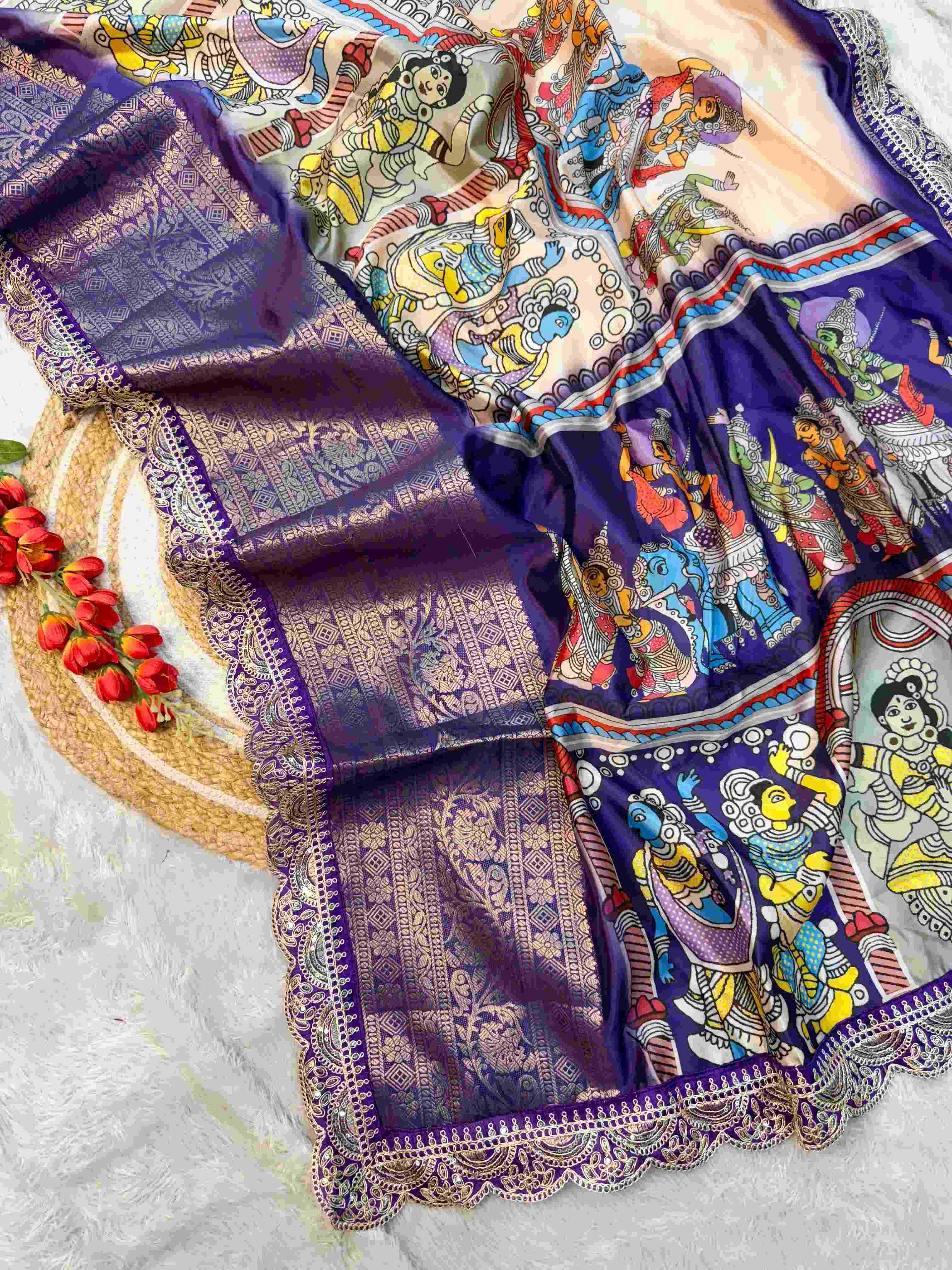 YNF DOLA SILK KESH274 MIS25 SILK SAREE WHOLESALE KALAMKARI DOLA SILK PRINTED SILK SAREE MANUFACTURER