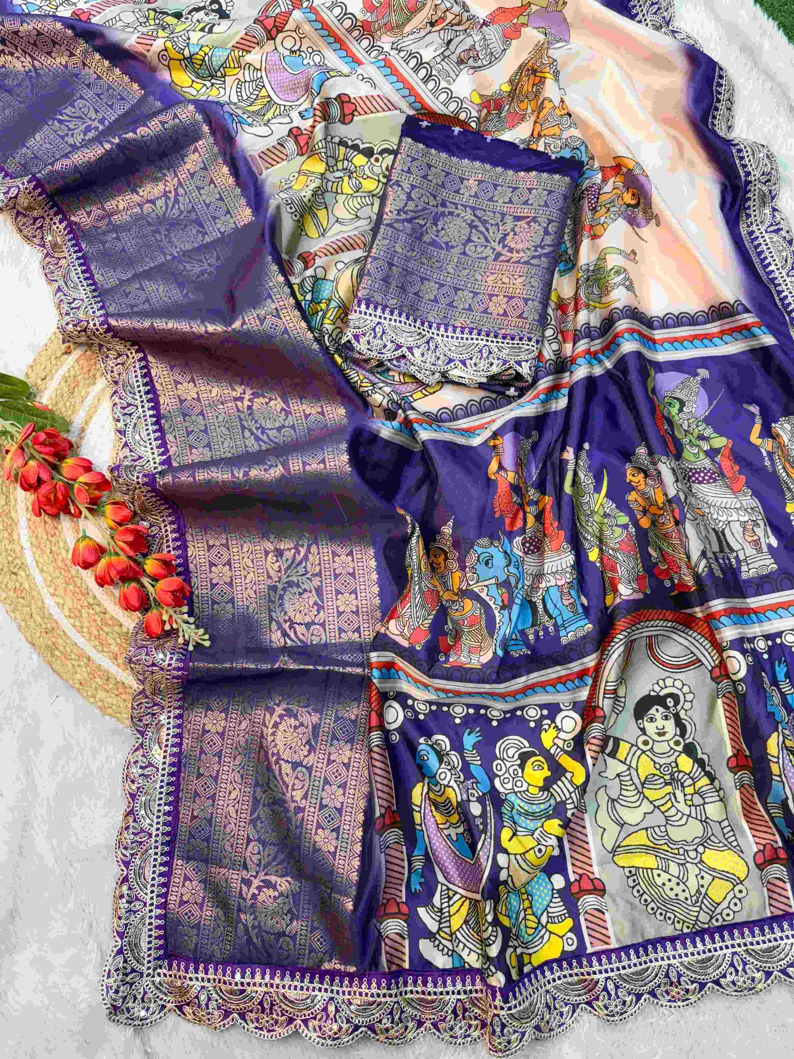 YNF DOLA SILK KESH274 MIS25 SILK SAREE WHOLESALE KALAMKARI DOLA SILK PRINTED SILK SAREE MANUFACTURER