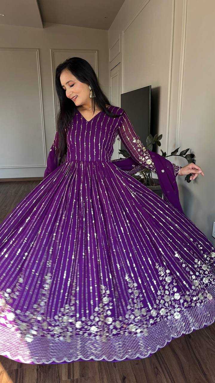 Ynf Faux Georgette KESH127 065 Gowns Wholesale Anarkali Gown Georgette Gown Wedding Gown Manufacturer