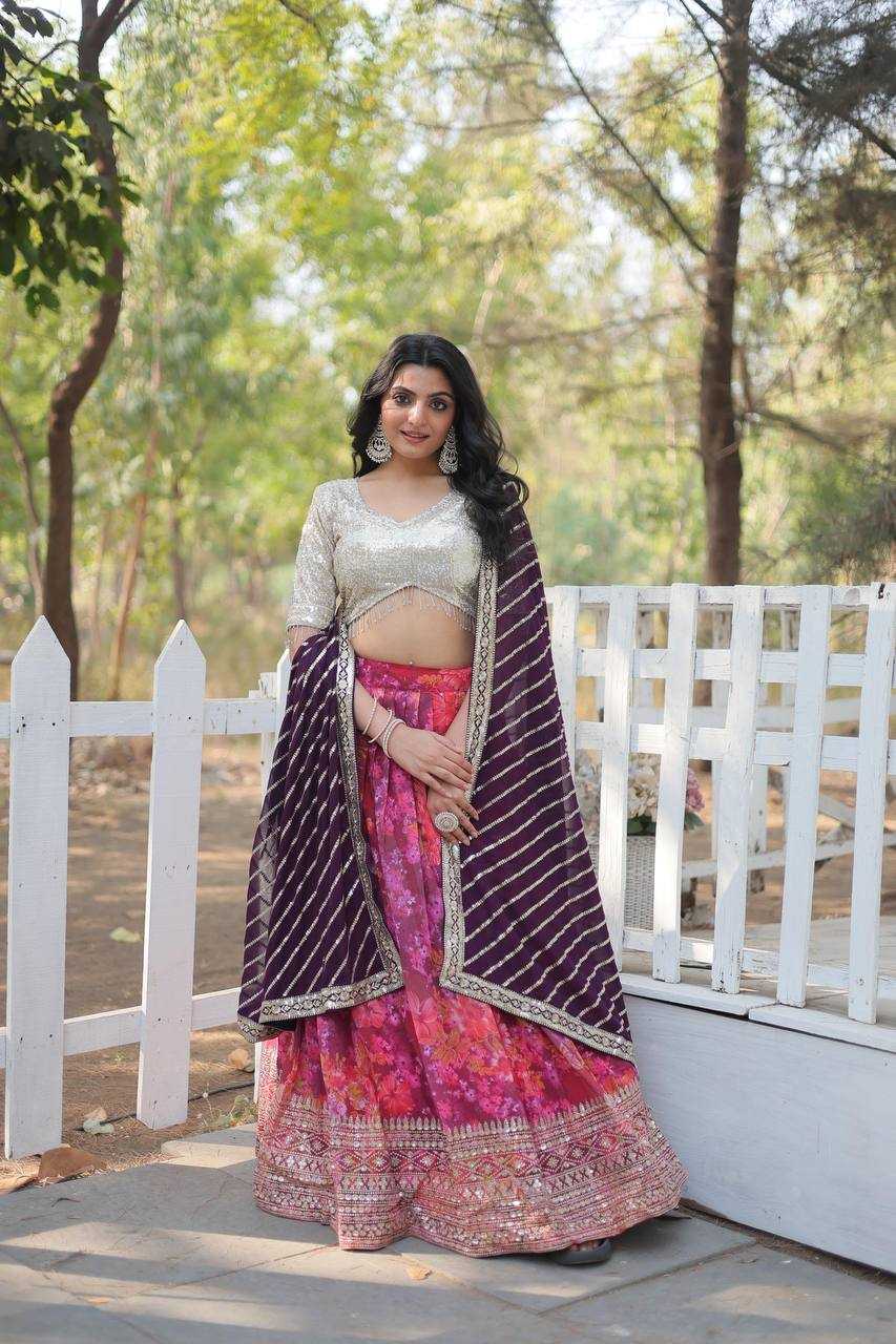 YNF FAUX GEORGETTE KESH132 7113 LEHENGAS WHOLESALE EMBROIDERED PRINTED FANCY LEHENGA MANUFACTURER