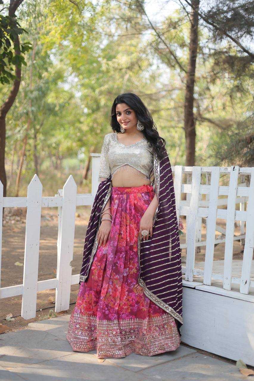 YNF FAUX GEORGETTE KESH132 7113 LEHENGAS WHOLESALE EMBROIDERED PRINTED FANCY LEHENGA MANUFACTURER