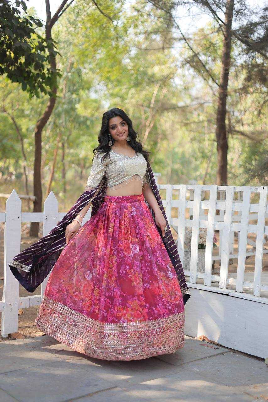 YNF FAUX GEORGETTE KESH132 7113 LEHENGAS WHOLESALE EMBROIDERED PRINTED FANCY LEHENGA MANUFACTURER