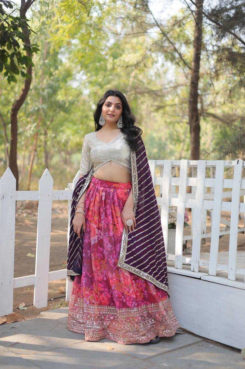 YNF FAUX GEORGETTE KESH132 7113 LEHENGAS WHOLESALE EMBROIDERED PRINTED FANCY LEHENGA MANUFACTURER