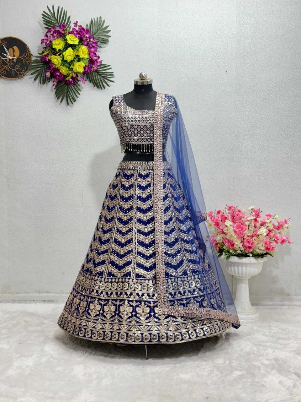 YNF FAUX GEORGETTE KESH138 1003 WHOLESALE GEORGETTE EMBROIDERED SEQUENCE LEHENGAS MANUFACTURER 