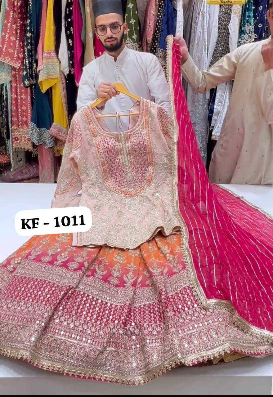 YNF FAUX GEORGETTE KESH138 1011 LEHENGAS WHOLESALE GEORGETTE EMBROIDERED SEQUENCE LENHENGAS MANUFACTURER