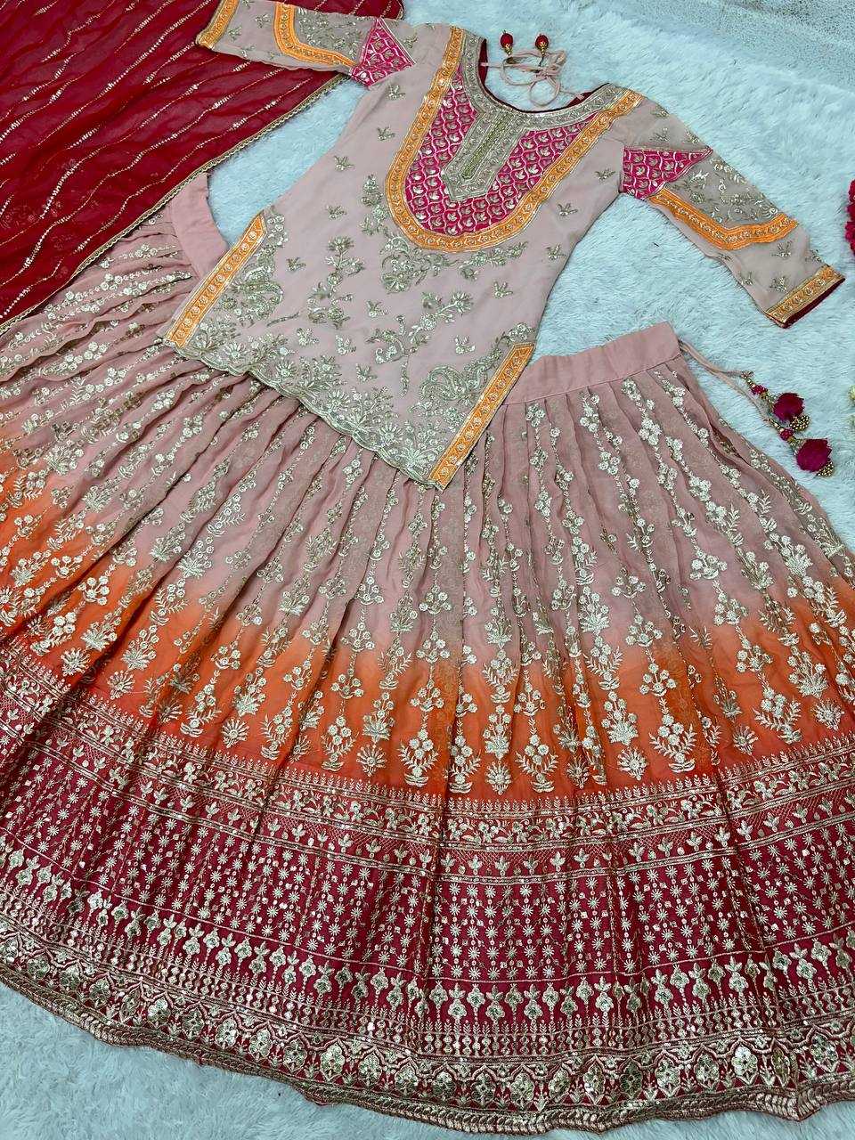 YNF FAUX GEORGETTE KESH138 1011 LEHENGAS WHOLESALE GEORGETTE EMBROIDERED SEQUENCE LENHENGAS MANUFACTURER