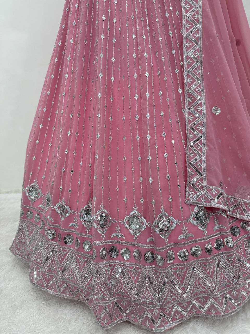 YNF FAUX GEORGETTE KESH138 1020 LEHENGAS WHOLESALE GEORGETTE EMBROIDERED SEQUENCE LEHENGAS MANUFACTURER 