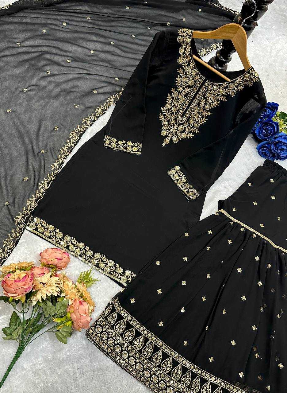 YNF FAUX GEORGETTE KESH148  055 SUITS & DRESSES WHOLESALE GEORGETTE EMBROIDERY PALAZZO SUITS MANUFACTURER