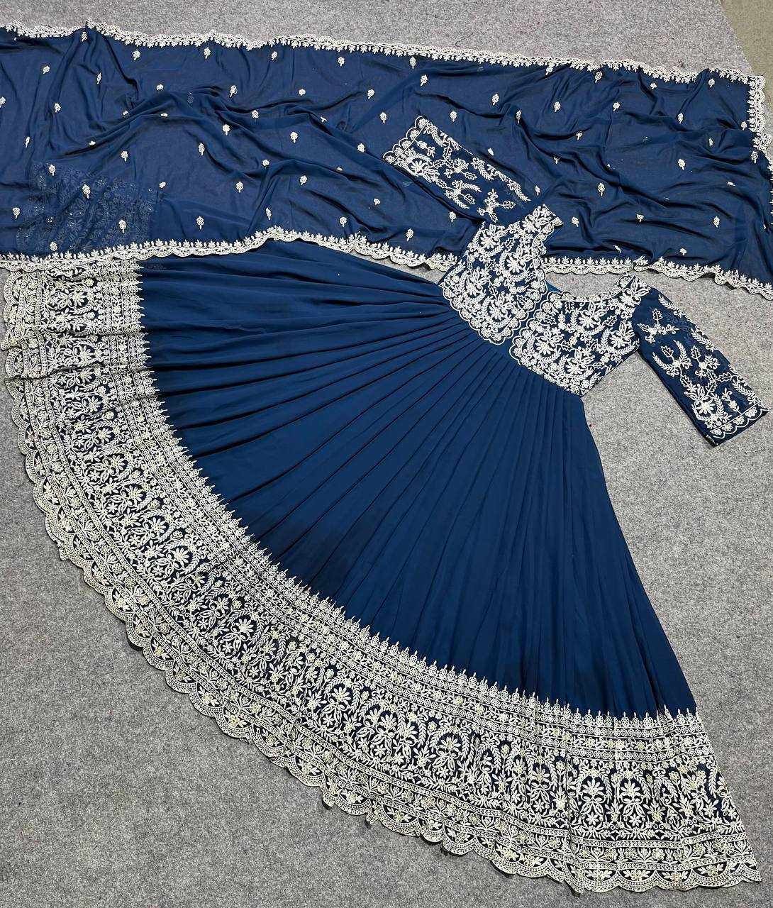 YNF FAUX GEORGETTE KESH399 3002 GOWNS WHOLESALE GEORGETTE EMBROIDERY PARTY GOWN WITH DUPATTA MANUFACTURER