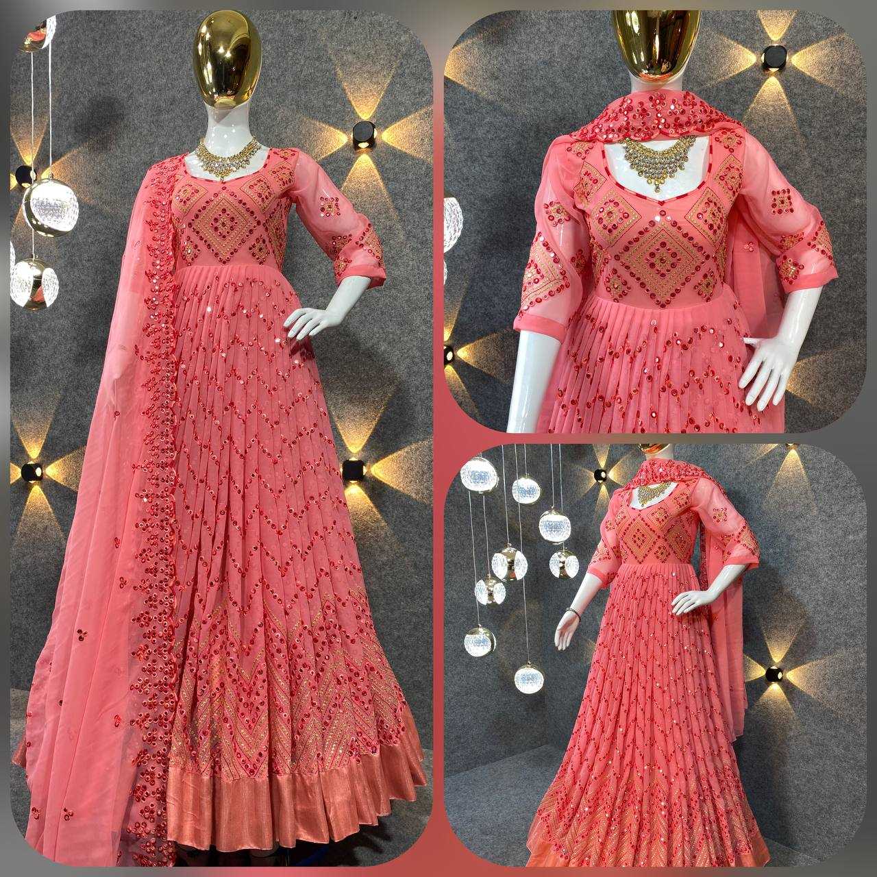 YNF FAUX GEORGETTE KESH399 3038 GOWNS WHOLESALE EMBROIDERED PRINTED FANCY GOWNS MANUFACTURER