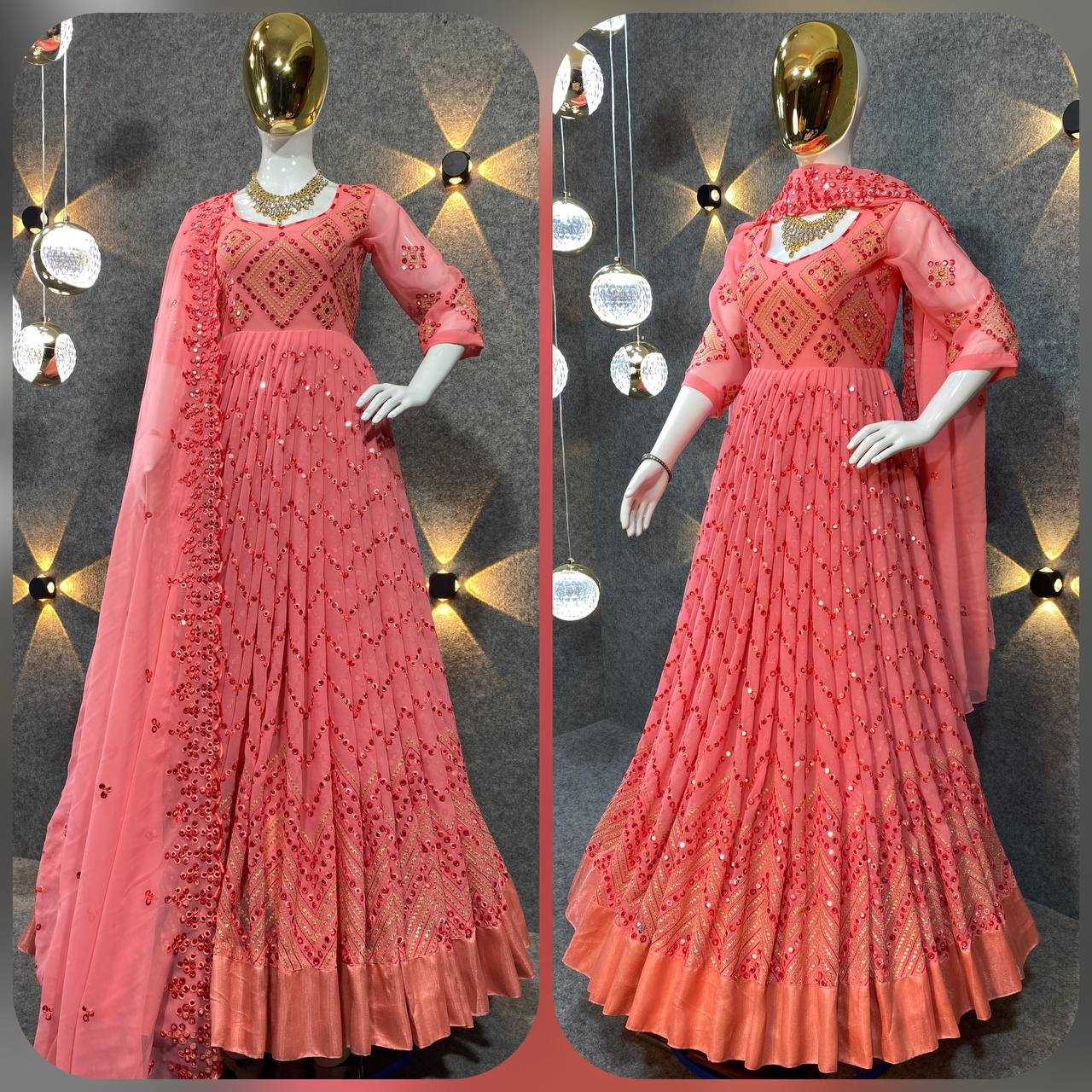 YNF FAUX GEORGETTE KESH399 3038 GOWNS WHOLESALE EMBROIDERED PRINTED FANCY GOWNS MANUFACTURER