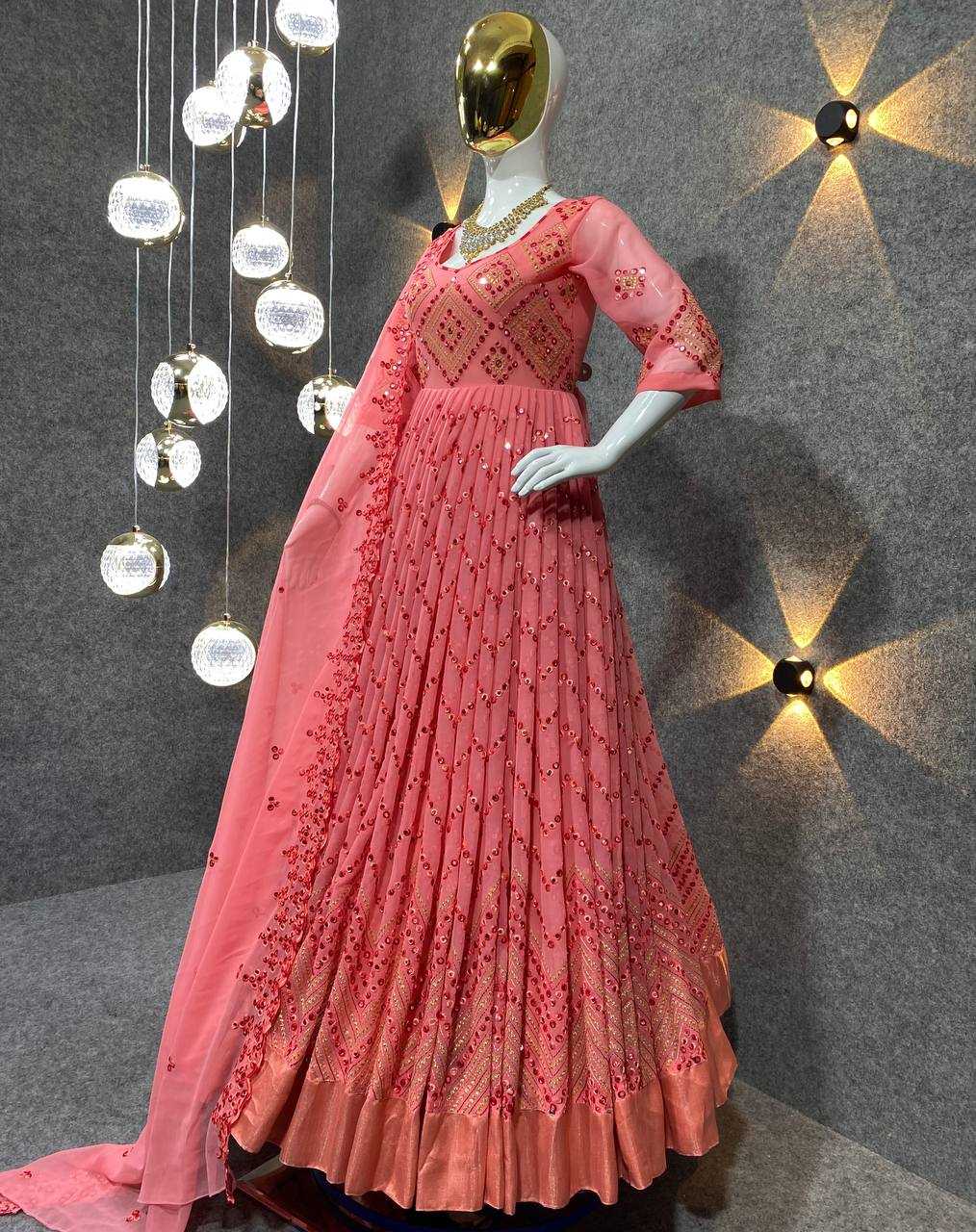 YNF FAUX GEORGETTE KESH399 3038 GOWNS WHOLESALE EMBROIDERED PRINTED FANCY GOWNS MANUFACTURER