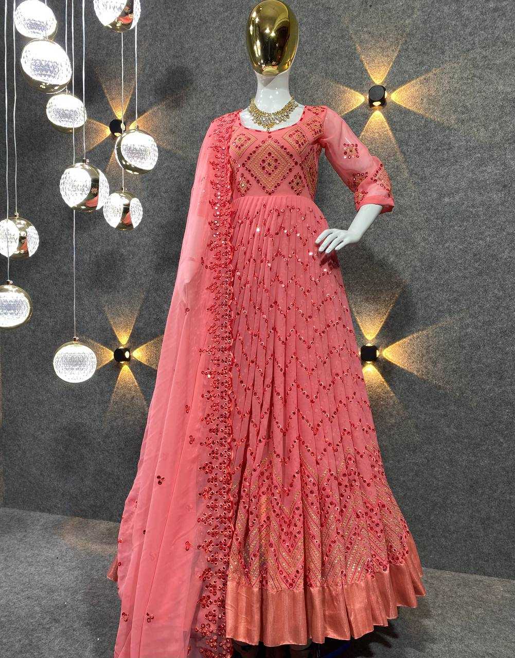 YNF FAUX GEORGETTE KESH399 3038 GOWNS WHOLESALE EMBROIDERED PRINTED FANCY GOWNS MANUFACTURER