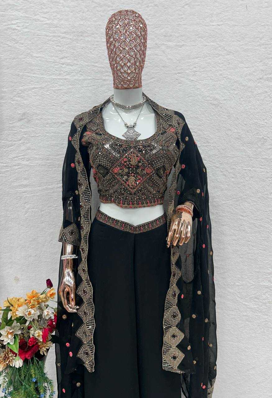 YNF FAUX GEORGETTE KESH399 3091 SUITS & DRESSES WHOLESALE GEORGETTE EMBROIDERY INDO WESTERN PALAZZO SUITS MANUFACTURER