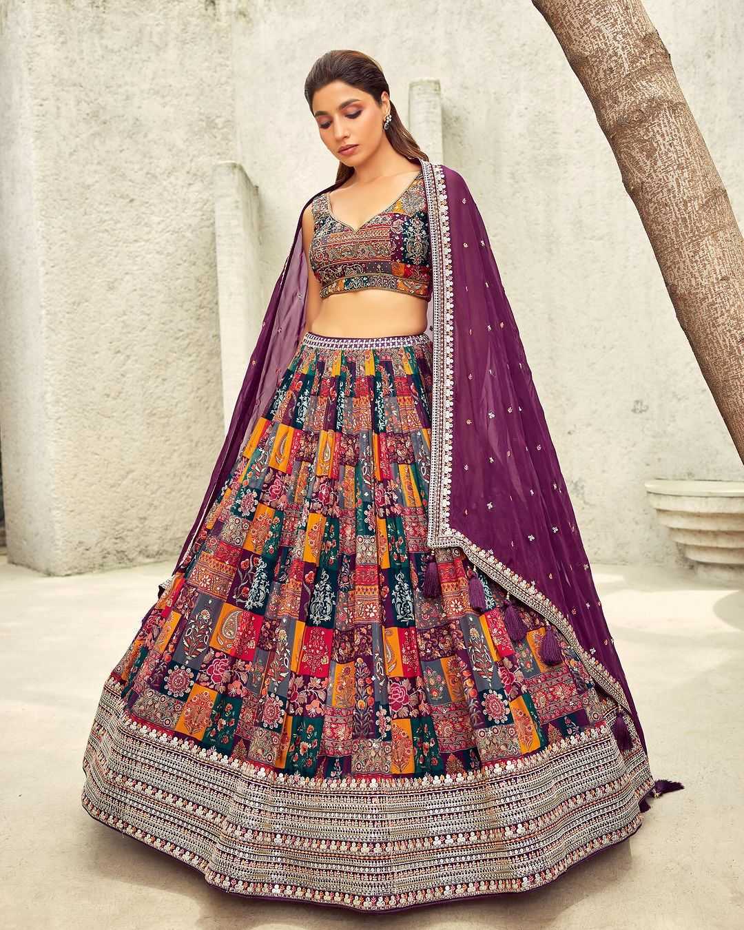 YNF FAUX GEORGETTE KESH399 3092 LEHENGA WHOLESALE GEORGETTE PRINTED SEQUINS LEHENGA MANUFACTURER