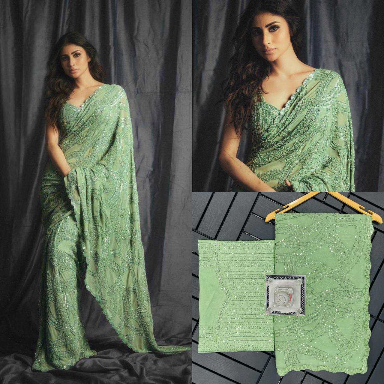 Ynf Faux Georgette KESH413 428 Bollywood Collections Wholesale Mouni Roy Sarees Manufacturer