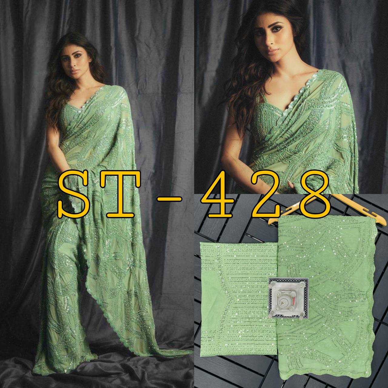 Ynf Faux Georgette KESH413 428 Bollywood Collections Wholesale Mouni Roy Sarees Manufacturer