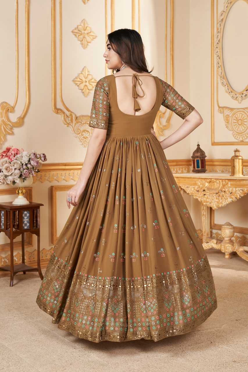 Ynf Faux Georgette KESH417 5013 Gowns Wholesale Embroidery Gowns Long Gowns Georgette Gown Manufacturer