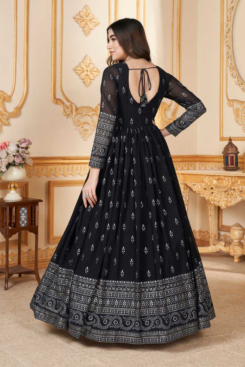 Ynf Faux Georgette KESH417 5015 Gowns Wholesale Long Gowns Georgette Gown Blue Gown Manufacturer