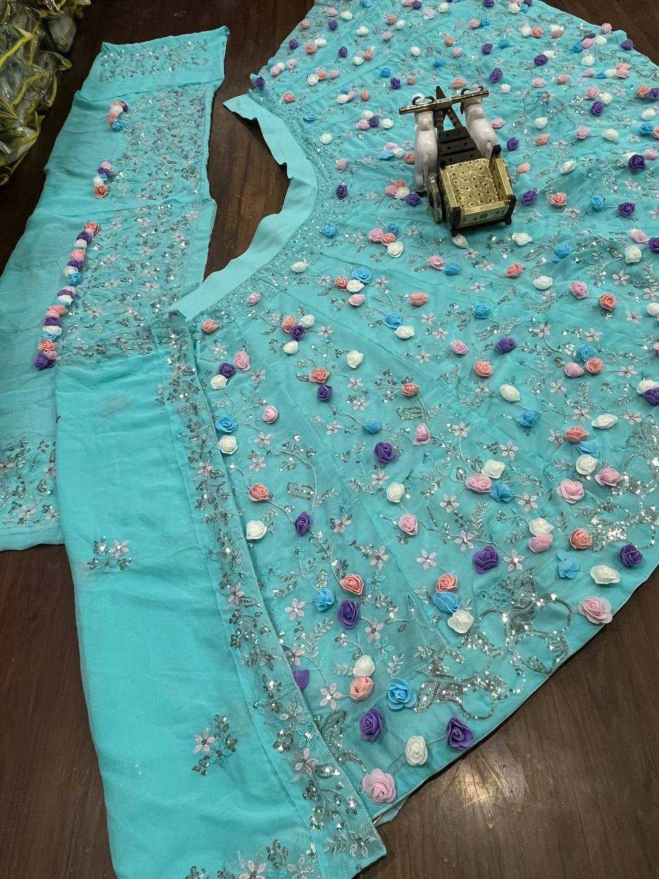 YNF FAUX GEORGETTE RIN108 1707 LEHENGA WHOLESALE EMBROIDERED DESIGNER SEQUINS LEHENGA MANUFACTURER