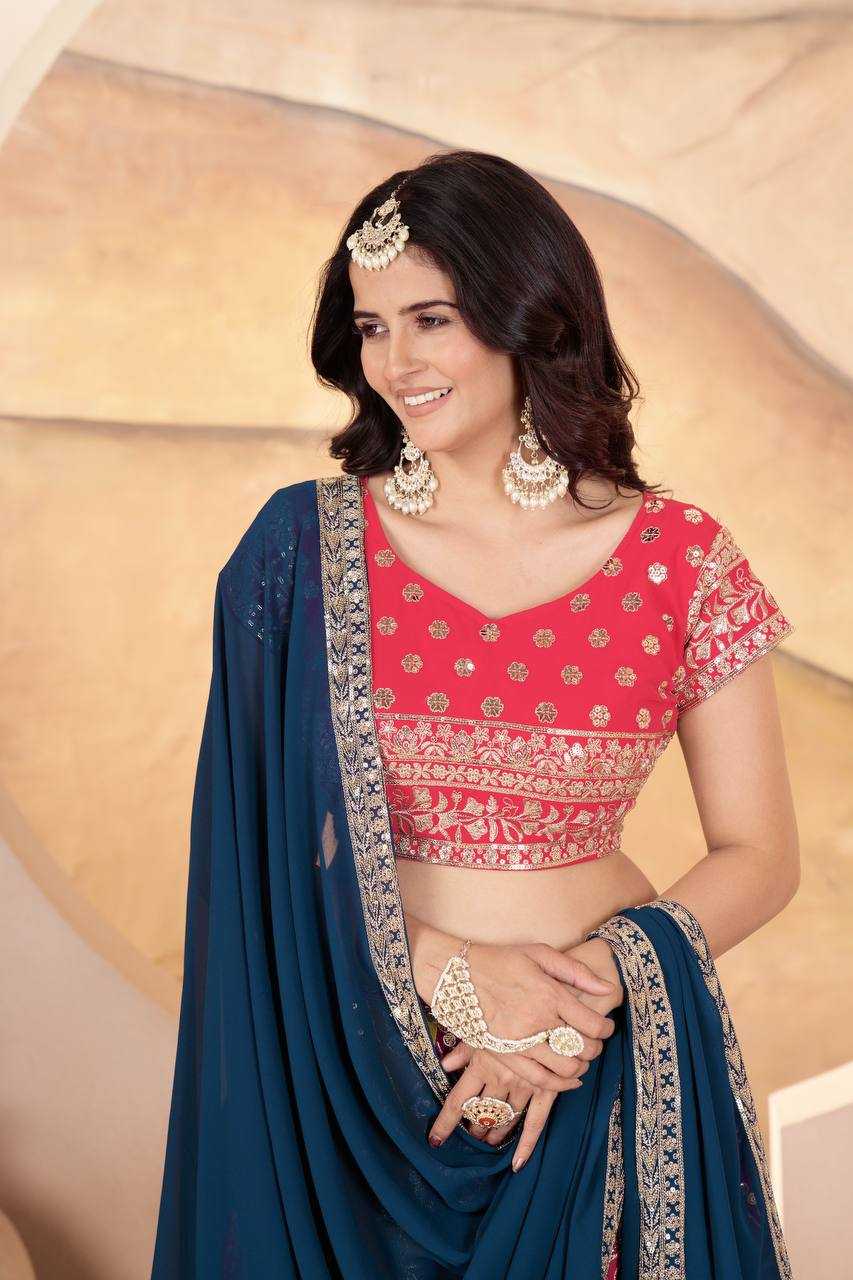 Ynf Faux Georgette RIN114 5069 Lehengas Wholesale Embroidered Lehenga Sequins Lehenga Manufacturer