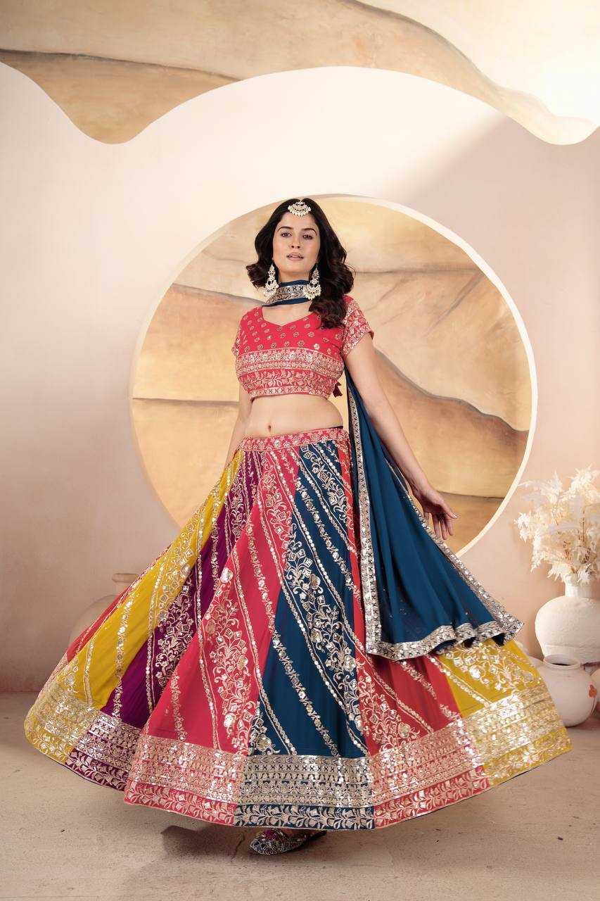 Ynf Faux Georgette RIN114 5069 Lehengas Wholesale Embroidered Lehenga Sequins Lehenga Manufacturer