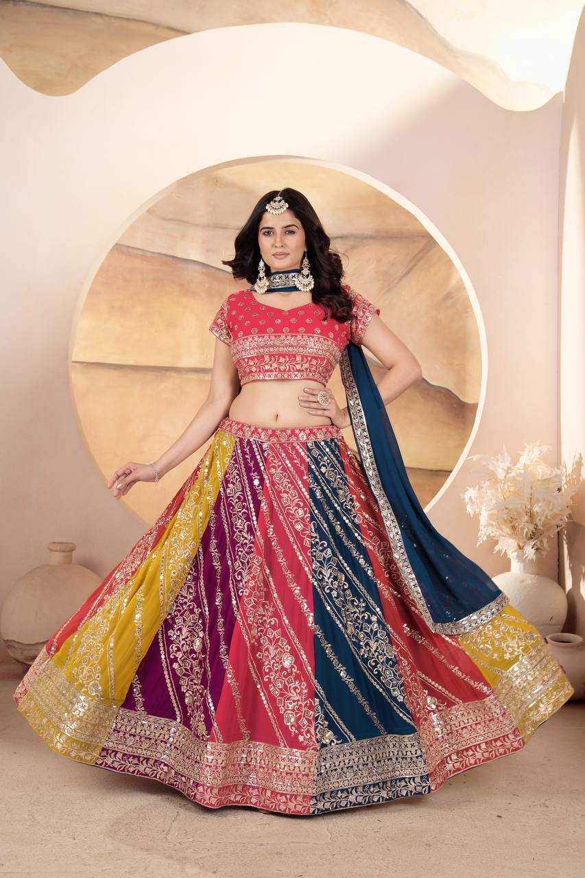 Ynf Faux Georgette RIN114 5069 Lehengas Wholesale Embroidered Lehenga Sequins Lehenga Manufacturer