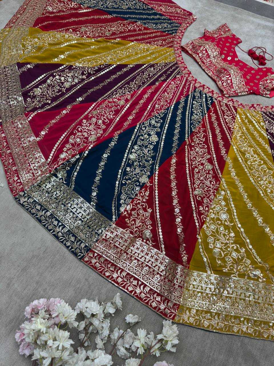 Ynf Faux Georgette RIN114 5069 Lehengas Wholesale Embroidered Lehenga Sequins Lehenga Manufacturer