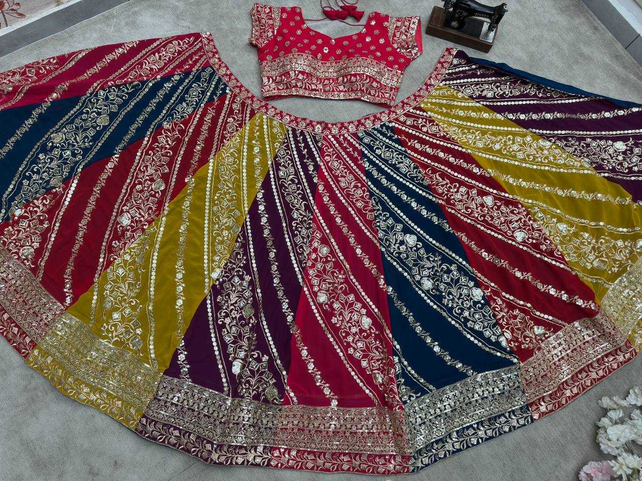 Ynf Faux Georgette RIN114 5069 Lehengas Wholesale Embroidered Lehenga Sequins Lehenga Manufacturer