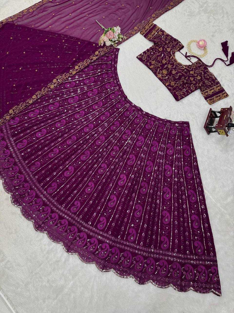 YNF FAUX GEORGETTE RIN162 319 LEHENGAS WHOLESALE GEORGETTE SEQUINS HEAVY LEHENGAS MANUFACTURER