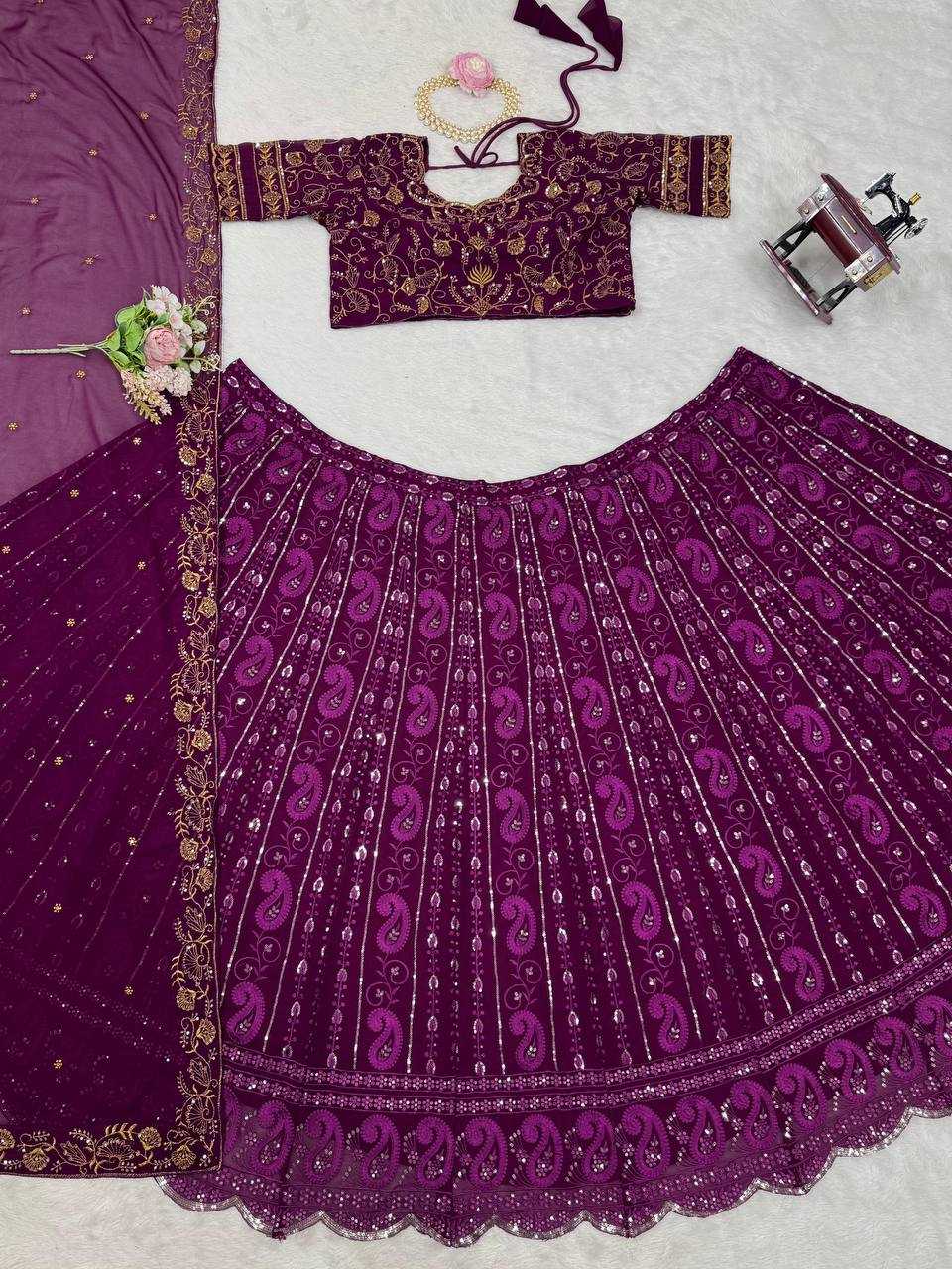 YNF FAUX GEORGETTE RIN162 319 LEHENGAS WHOLESALE GEORGETTE SEQUINS HEAVY LEHENGAS MANUFACTURER